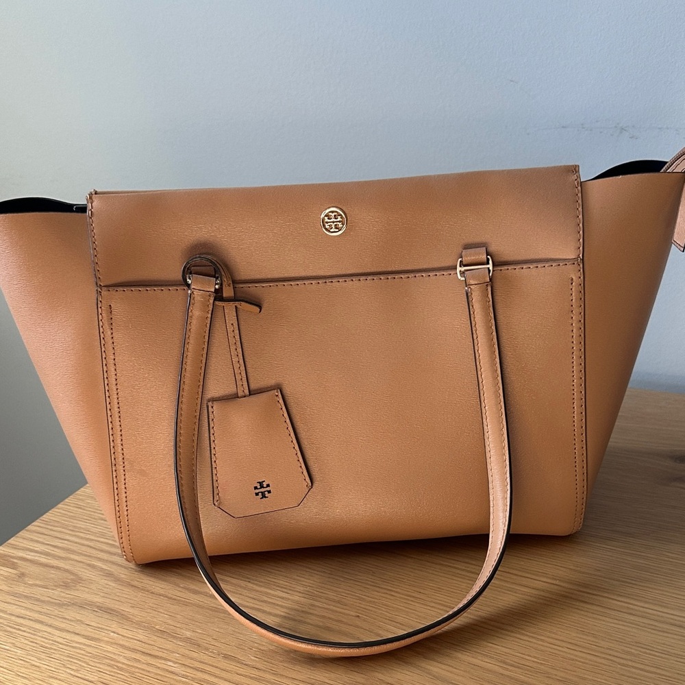 Tory Burch Camel Leather Shoulder Bag